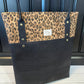Tall Taisteal Tote - Leopard Print and Black Cork