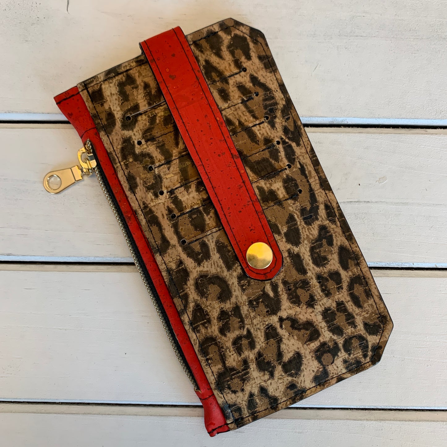 Purse Pal - Leopard Print and Candy Red Cork version 1